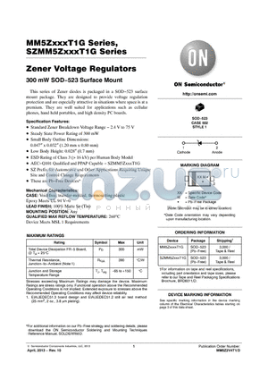 MM5Z12VT1G datasheet - Zener Voltage Regulators