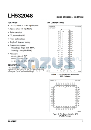 LH532048 datasheet - CMOS 2M (128K x 16) MROM