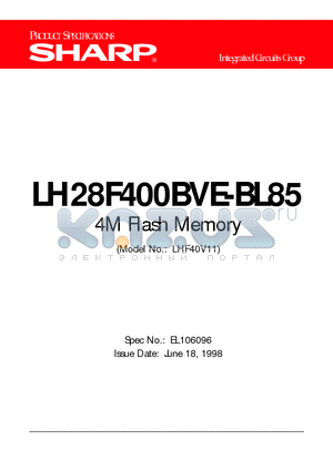 LH28F400BVE-BL85 datasheet - 4M Flash Memory