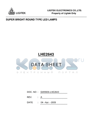 LHE2643 datasheet - SUPER BRIGHT ROUND TYPE LED LAMPS