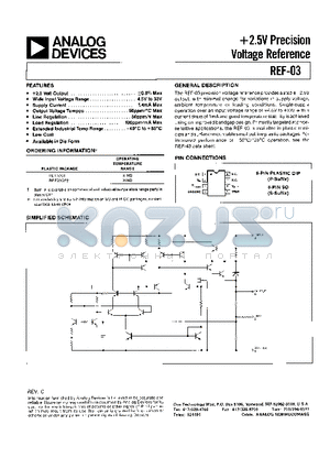 REF03 datasheet - 2.5V Precision Voltage Reference