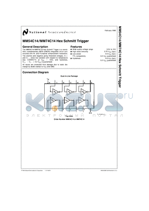 MM74C14 datasheet - Hex Schmitt Trigger