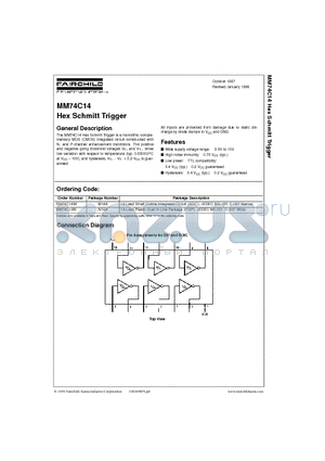 MM74C14M datasheet - Hex Schmitt Trigger