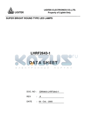 LHRF2643-1 datasheet - SUPER BRIGHT ROUND TYPE LED LAMPS