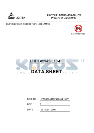 LHRF42943-L13-PF datasheet - SUPER BRIGHT ROUND TYPE LED LAMPS