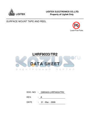 LHRF9033-TR2 datasheet - SURFACE MOUNT TAPE AND REEL