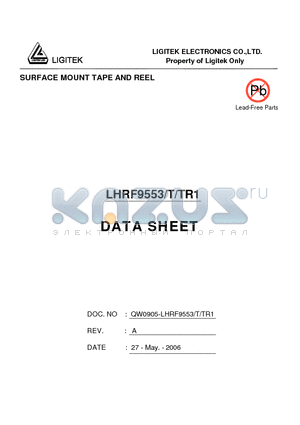 LHRF9553-T-TR1 datasheet - SURFACE MOUNT TAPE AND REEL