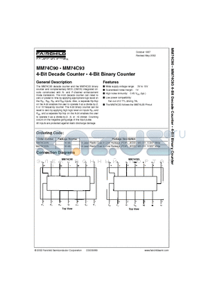 MM74C93 datasheet - 4-Bit Decade Counter