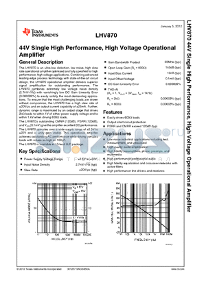 LHV870 datasheet - 44V Single High Performance, High Voltage Operational Amplifier