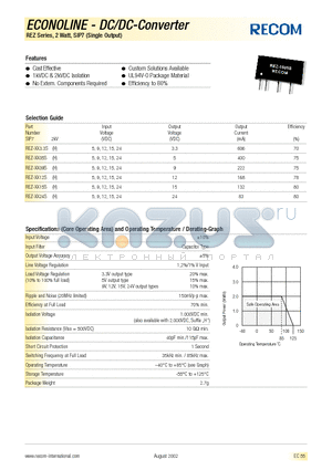 REZ-XX24S datasheet - ECONOLINE - DC/DC-Converter