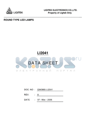 LI2041 datasheet - ROUND TYPE LED LAMPS