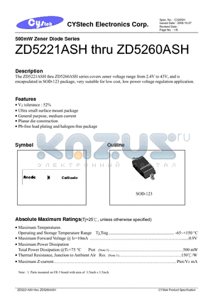 ZD5226A datasheet - 500mW Zener Diode Series