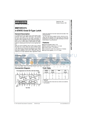 MM74HC373WM datasheet - 3-STATE Octal D-Type Latch