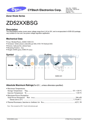 ZD5231B datasheet - Zener Diode Series