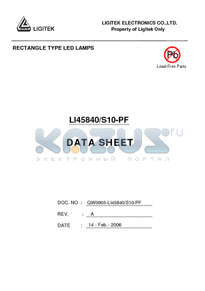 LI45840-S10-PF datasheet - RECTANGLE TYPE LED LAMPS