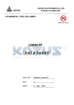 LI4840-PF datasheet - CYLINDRICAL TYPE LED LAMPS