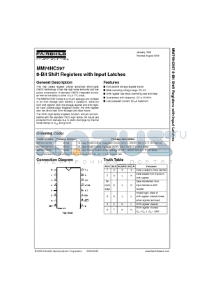 MM74HC597SJ datasheet - 8-Bit Shift Registers with Input Latches