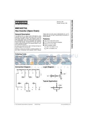 MM74HCT05M datasheet - Hex Inverter (Open Drain)