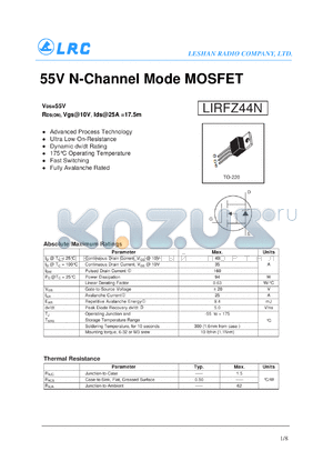 LIRFZ44N datasheet - 55V N-Channel Mode MOSFET