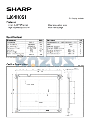 LJ64H051 datasheet - EL Display Module