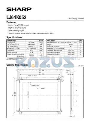 LJ64K052 datasheet - EL Display Module