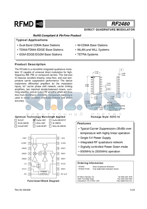 RF2480_06 datasheet - DIRECT QUADRATURE MODULATOR