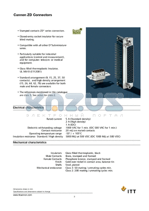 ZDC37P datasheet - Cannon ZD Connectors