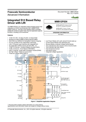 MM912F634CV2AP datasheet - Integrated S12 Based Relay Driver with LIN