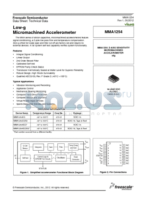 MMA1254EG datasheet - Low-g Micromachined Accelerometer