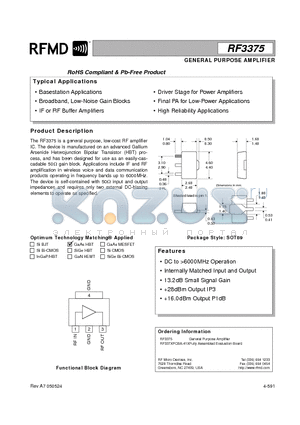 RF337XPCBA-41X datasheet - GENERAL PURPOSE AMPLIFIER