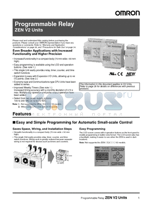 ZEN-10C3DR-D-V2 datasheet - Programmable Relay ZEN V2 Units