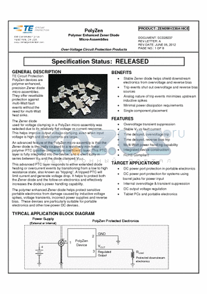 ZEN056V230A16CE datasheet - Polymer Enhanced Zener Diode Micro-Assemblies