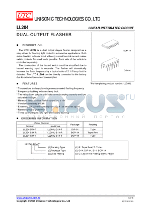 LL204L-S14-R datasheet - DUAL OUTPUT FLASHER