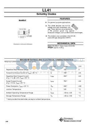 LL41 datasheet - Schottky Diodes