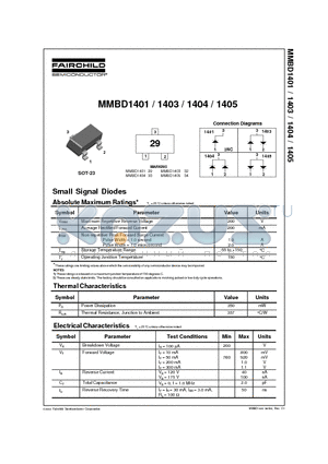 MMBD1403 datasheet - Small Signal Diodes