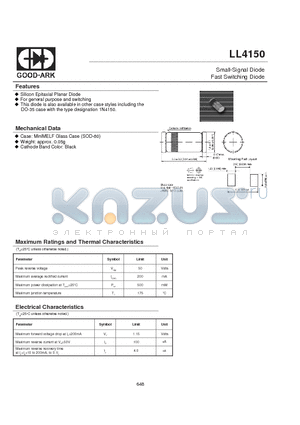 LL4150 datasheet - Small-Signal Diode Fast Switching Diode