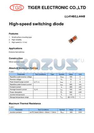 LL4148 datasheet - High-speed switching diode