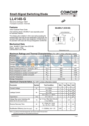 LL4148-G datasheet - Small-Signal Switching Diode