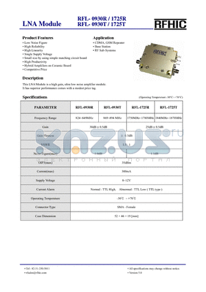 RFL-0930R datasheet - LNA Module