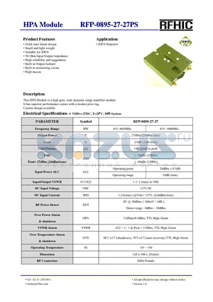 RFP-0895-27-27PS datasheet - HPA Module