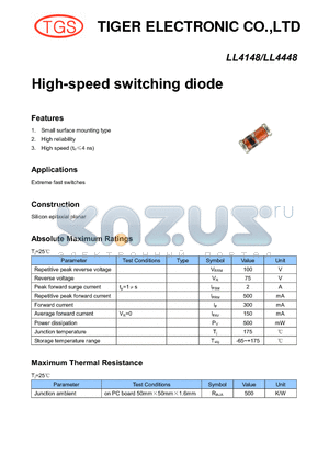 LL4448 datasheet - High-speed switching diode