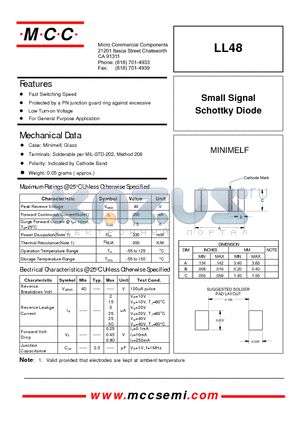 LL48 datasheet - Small Signal Schottky Diode