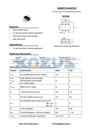 MMBD4448DW datasheet - Surface Mount Fast Switching Diodes