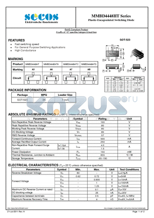 MMBD4448HT datasheet - Plastic-Encapsulated Switching Diode