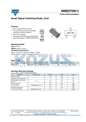 MMBD7000-V datasheet - Small Signal Switching Diode, Dual