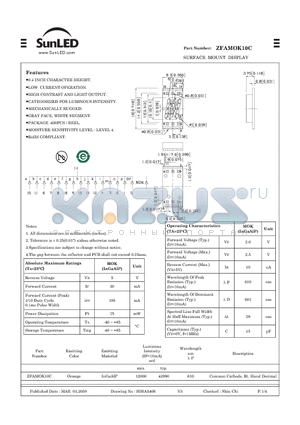 ZFAMOK10C datasheet - SURFACE MOUNT DISPLAY