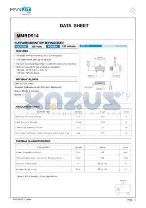 MMBD914 datasheet - SURFACE MOUNT SWITCHING DIODE