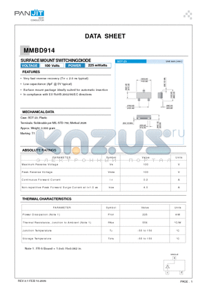 MMBD914_09 datasheet - SURFACE MOUNTSWITCHINGDIODE