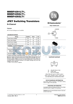 MMBF4391LT1_06 datasheet - JFET Switching Transistors N-Channel