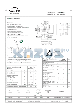 ZFBBA05C datasheet - SURFACE MOUNT DISPLAY